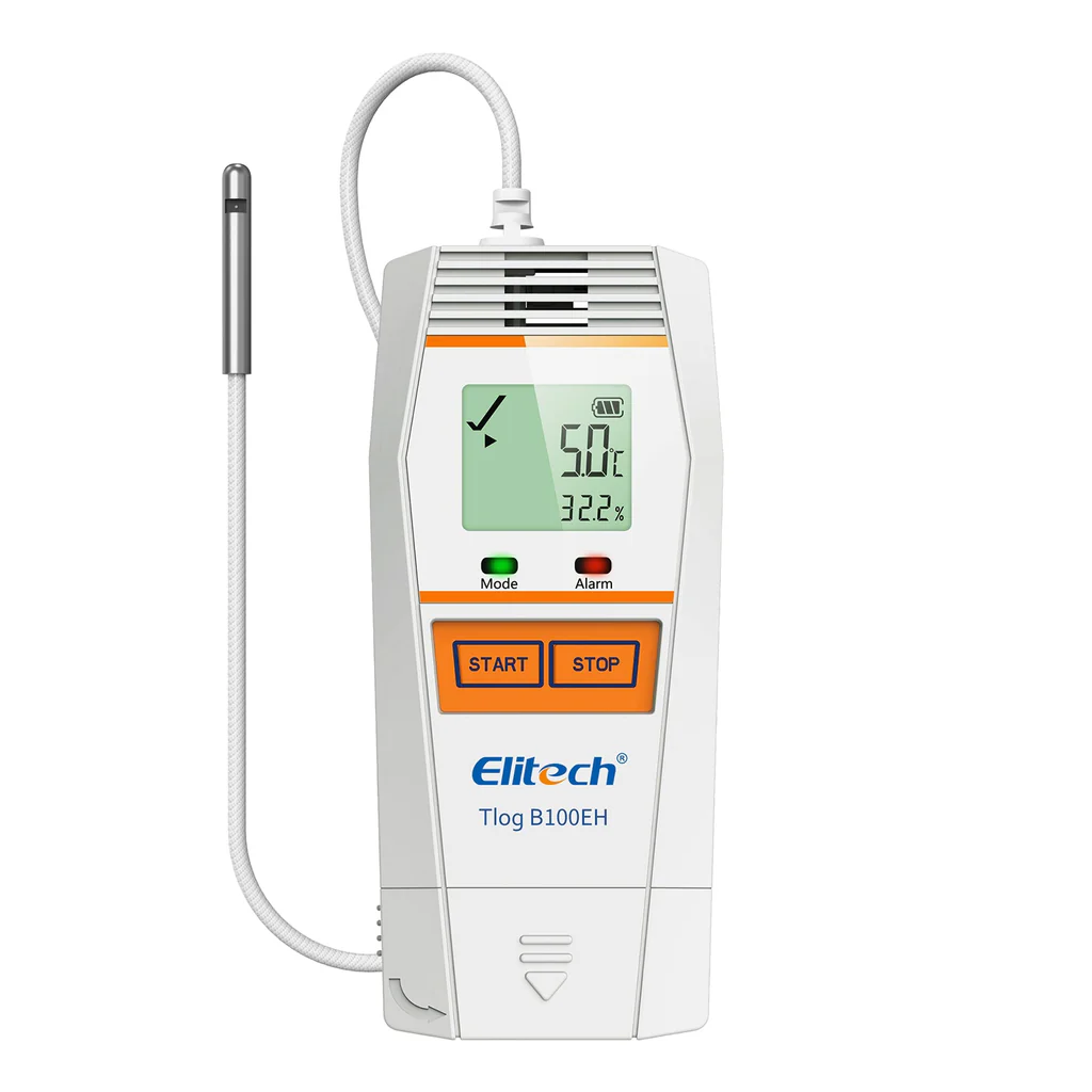 Elitech Tlog B100EH  | Temperature And Humidity Data Logger |  Wireless Reusable  | PDF Report External Sensor |  32000 Points - generaltechuae