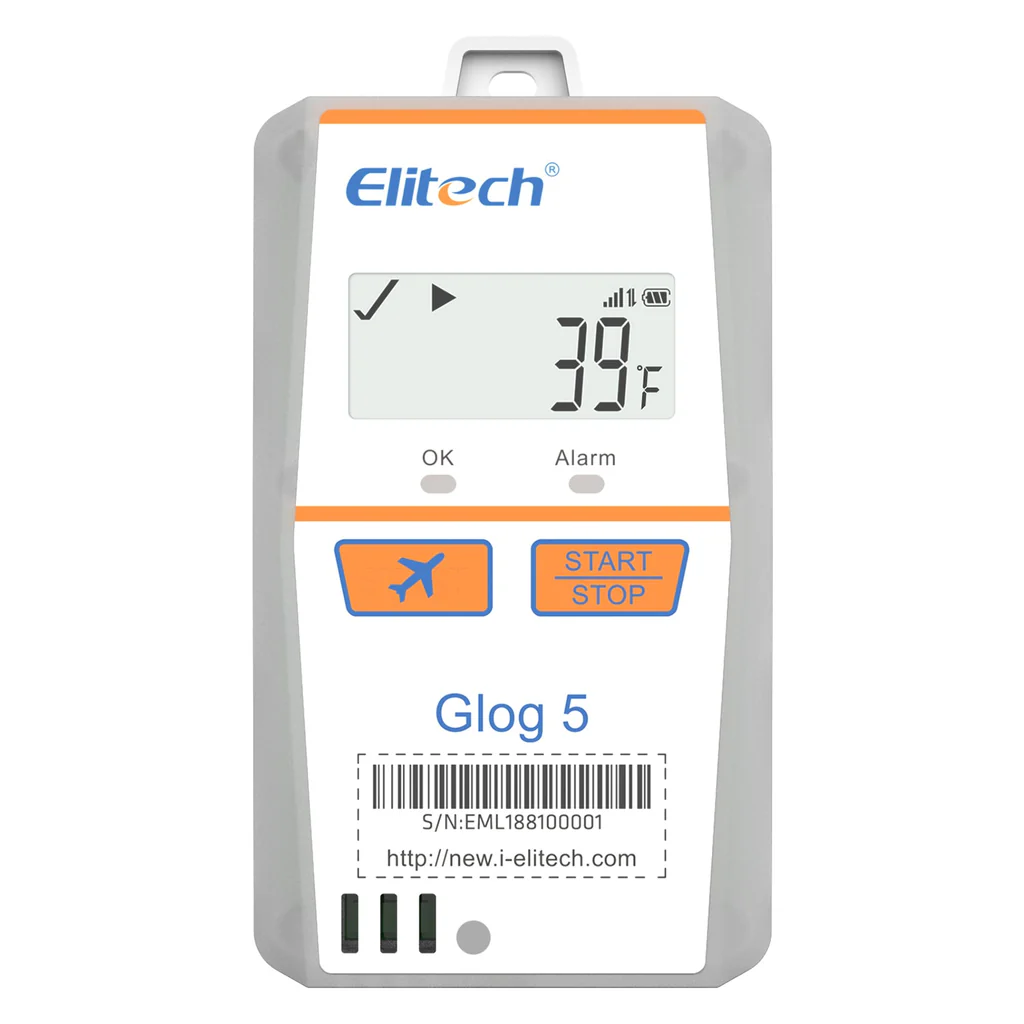 Elitech US-Glog 5-T-30D |  Temperature Data Logger | 4G Single-Use |  Shadow Data |  3-Times Accidental Touch | Auto Flight Mode | Light/Shock/Location | PDF/CSV Report | 32000 Points  | 30Days - generaltechuae
