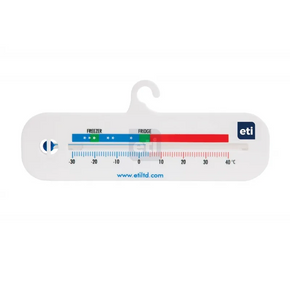 Horizontal Fridge and Freezer thermometer in white ABS plastic