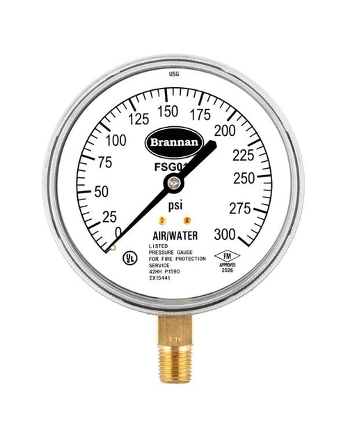 Brannan 36/502/2 | Fire Sprinkler Pressure Gauge | 0-300 psi psi/kPa, Air/Water - generaltechuae