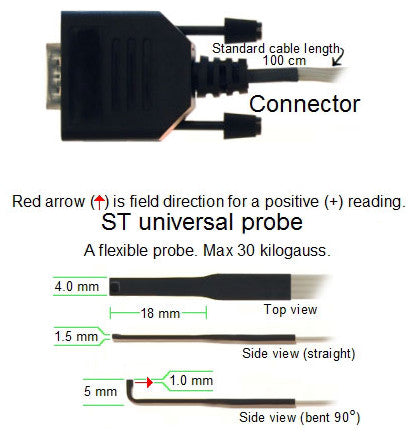 AlphaLab GM2PROBESUST | GM2 Standard Universal Flex Probe | ±30 kG, 0.1 G - generaltechuae