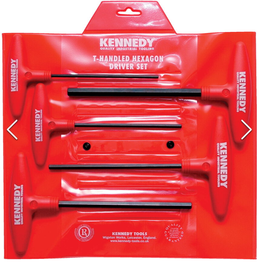 Kennedy KEN6016450K | Hex Key | T-Handle | Hex, Metric | 4-10mm, 5-piece