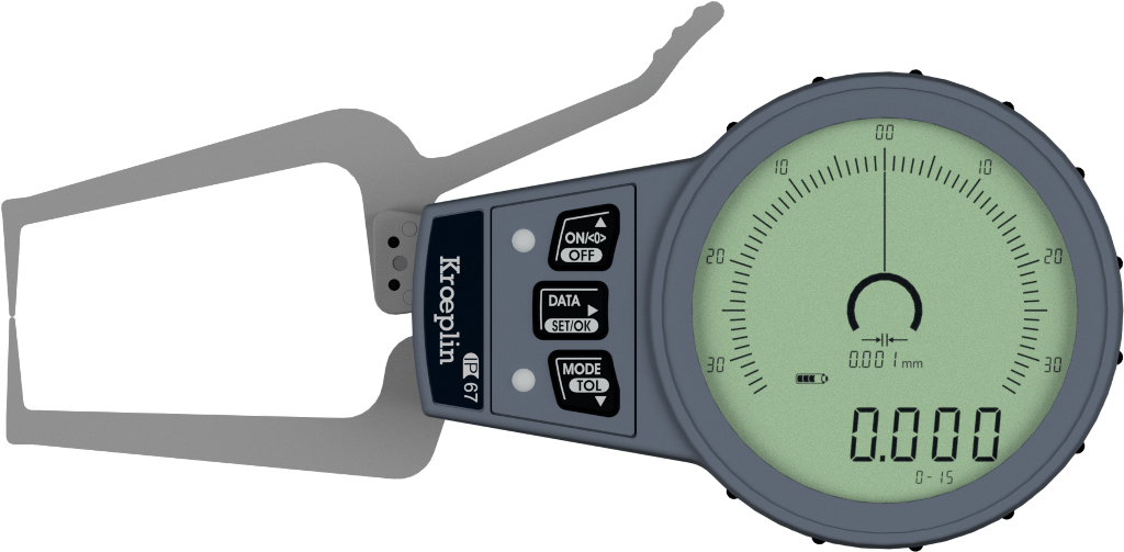 KROEPLIN C015S, 0 - 15MM, DIGITAL EXTERNAL MEASURING GAUGE FOR GROOVES AND THICKNESS MEASUREMENT