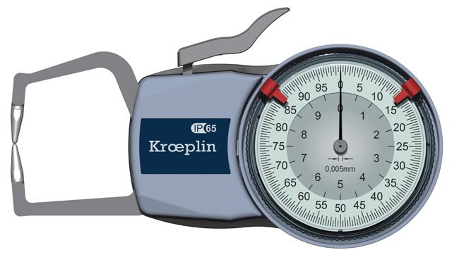 KROEPLIN D110,  0 - 10 MM, ANALOG EXTERNAL MEASURING GAUGE FOR GROOVES AND THICKNESS MEASUREMENT