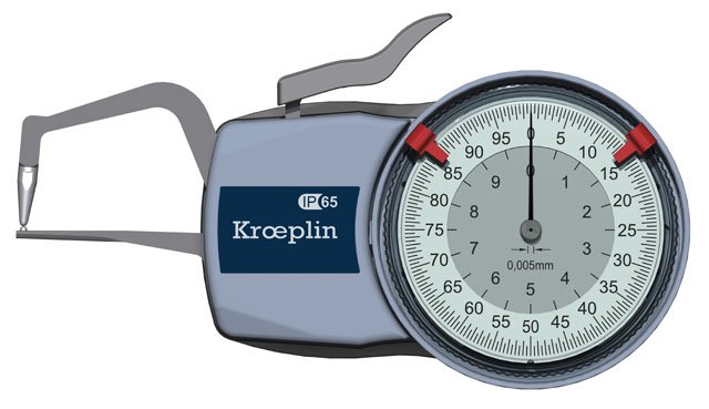 KROEPLIN D1R10, 0 - 10 mm, ANALOG EXTERNAL MEASURING GAUGE FOR TUBE WALL THICKNESS
