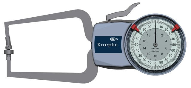 KROEPLIN D220T, 0 - 20 MM, ANALOG EXTERNAL MEASURING GAUGE FOR FOAMED MATERIAL AND FOILS