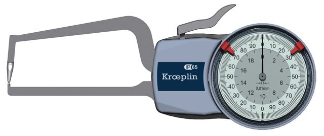 KROEPLIN D2R20, 0 - 20 mm, ANALOG EXTERNAL MEASURING GAUGE FOR TUBE WALL THICKNESS