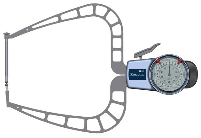 KROEPLIN D450B, 0 - 50 mm, ANALOG EXTERNAL MEASURING GAUGE FOR GROOVES AND THICKNESS MEASUREMENT