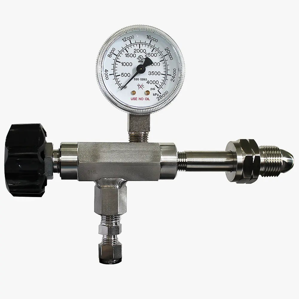 CONCOA 5352031-01-CON | 535 Series Manual Control Valve | Plated Brass Body, Inlet Gauge, CGA Inlet
