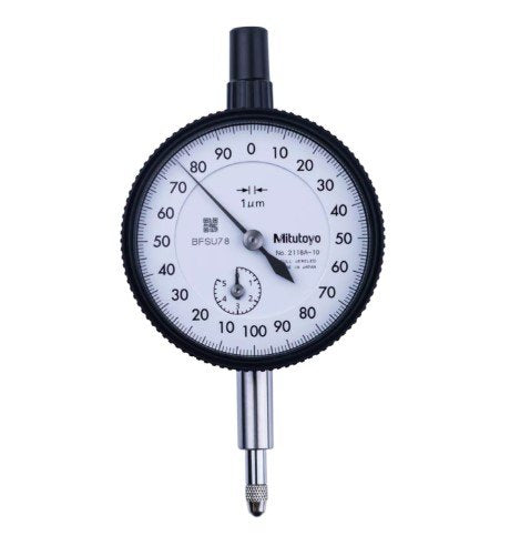 Mitutoyo 2118AB-10 | Dial Gauge | Flat Back | ISO Type | Series 2 | Jewelled Bearing | Graduation 0.001 or 0.005 mm | Range 5 mm - generaltechuae
