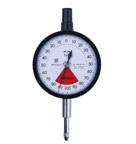 Mitutoyo 2901AB-10 | Dial Gauge | Flat Back | ISO Type | Series 2 | One Revolution | Jewelled Bearing | Graduation 0.001mm | Range 0.16 mm - generaltechuae