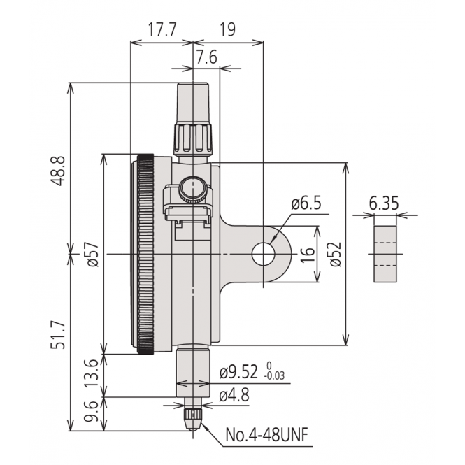 Mitutoyo 2905S-10 High Resolution Reverse Reading Dial Indicator Range 0.05, Graduation 0.0001 inch