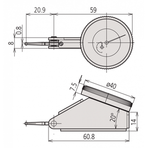 Mitutoyo 513-442T Tilted Face Lever Indicator, Range 0.06", Graduation .0005 inch  Full Set