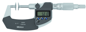 Mitutoyo 369-350-30 Digital Disc Micrometer, IP65 Inch/Metric, 0-1", Non-Rotating Spindle, Disk=20mm