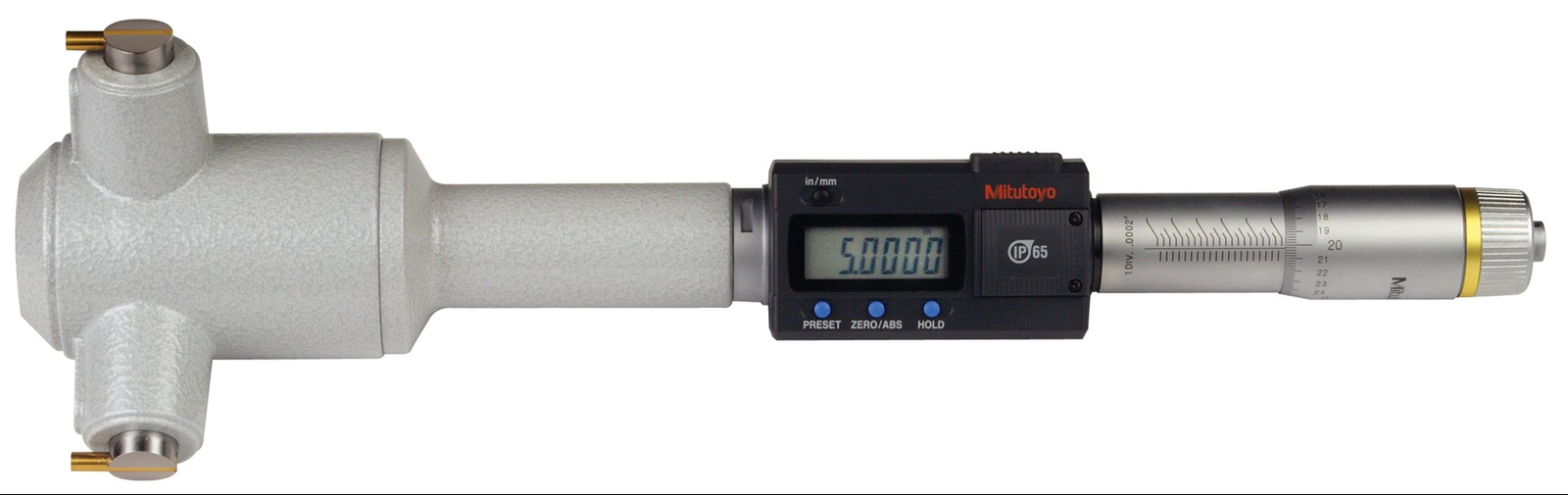 Mitutoyo 468-274 Digimatic Holtest Three-Point Bore Micrometer, Range 4 - 5" (101.6 - 127 mm)