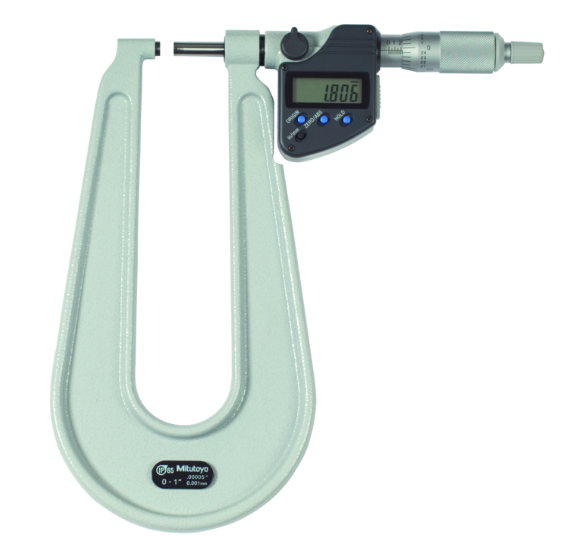 Mitutoyo 389-371-30 Digital Sheet Metal Micrometer IP65 Inch/Metric, 0-1", Spherical Anvil/Spindle - generaltechuae