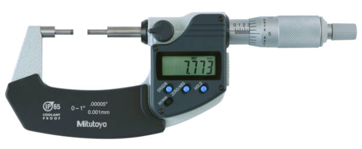 Mitutoyo 331-353-30 Digital Spline Micrometer IP65 Inch/Metric, 2-3", 3mm Measuring Face