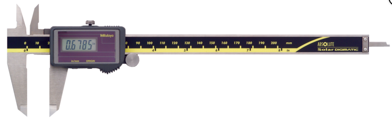 Mitutoyo 500-475 Digital ABS Solar Caliper, Inch/Metric, 0 - 200 mm (0 - 8")