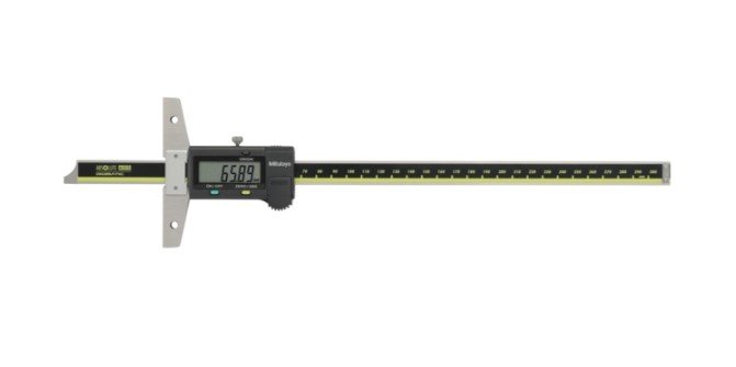 Mitutoyo 571-203-30 | Digital ABS Depth Gauge | Series 571 | Digital Step 0.01 mm | Accuracy ±0.03 mm | Range 0 to 300 mm | Weight 310 g