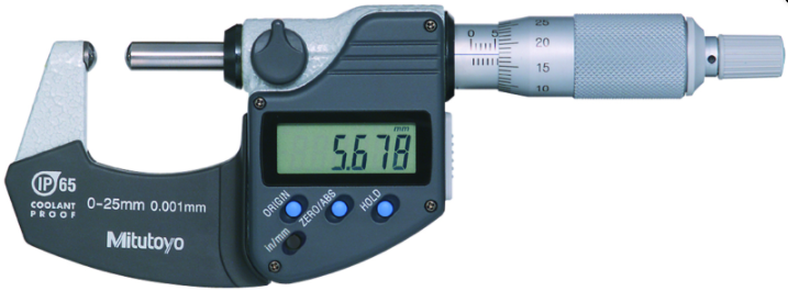 Mitutoyo 395-372-30 Digital Tube Microm. Sph. Anvil/Spindle Inch/Metric, 1-2", IP65