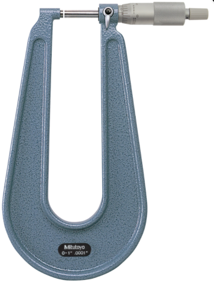 Mitutoyo 118-107 Sheet Metal Micrometer 0-1", Flat Anvil/Spindle, 12" Throat