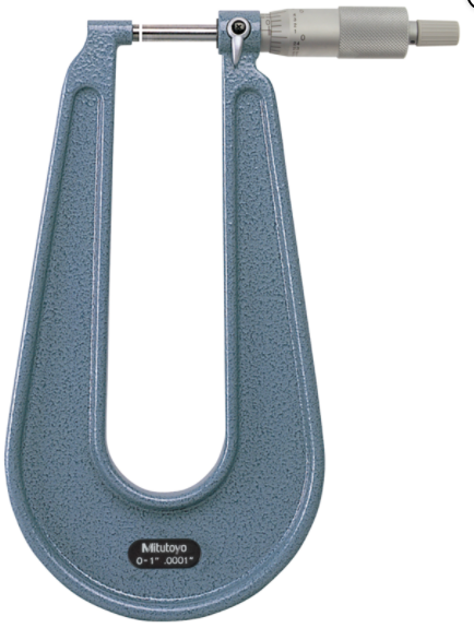 Mitutoyo  118-112 Sheet Metal Micrometer 1-2", Flat Anvil/Spindle, 6" Throat