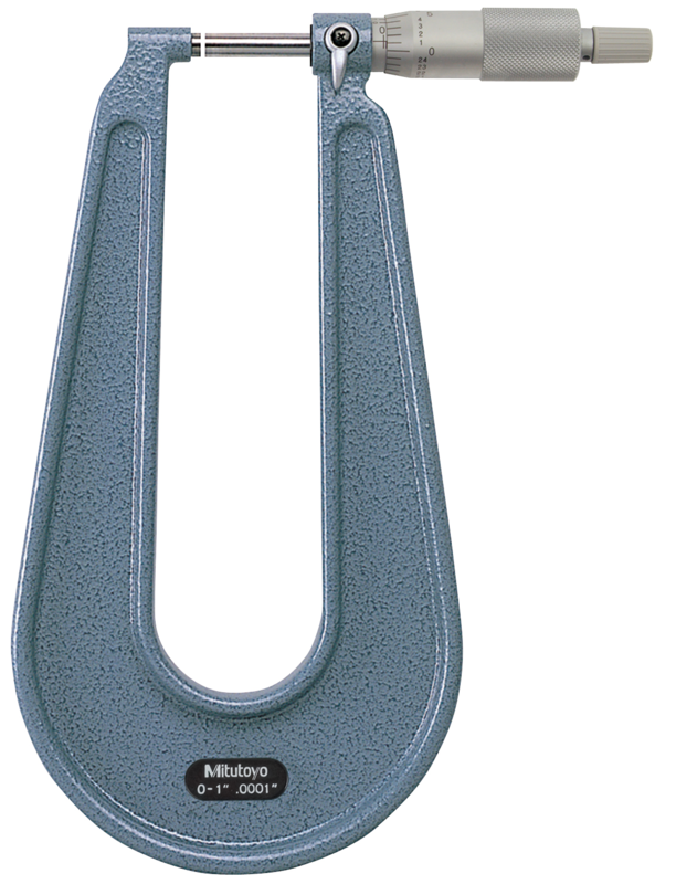 Mitutoyo 118-116 Sheet Metal Micrometer 0-1", Spherical Anvil, 6" Throat