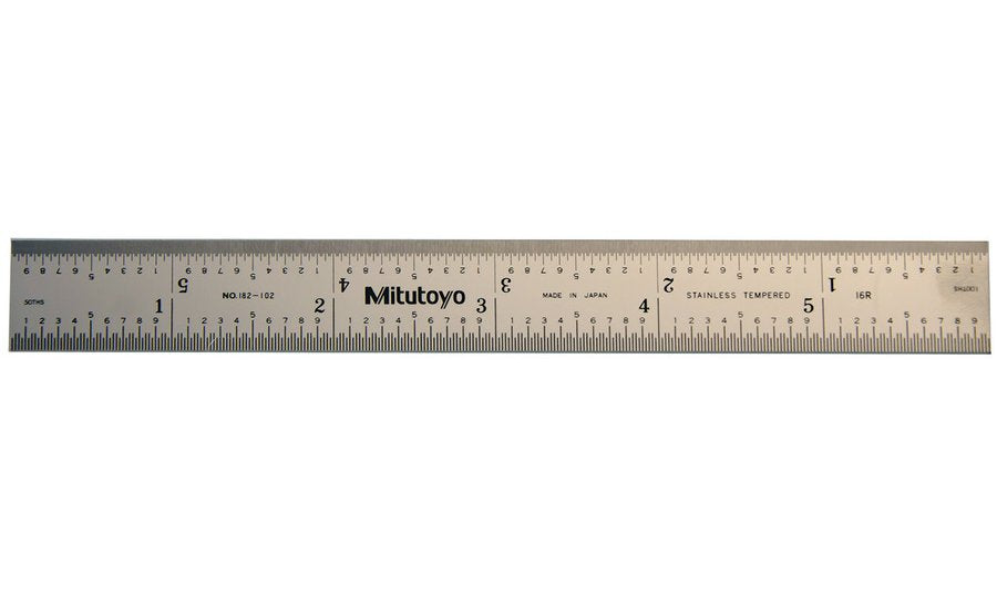 Mitutoyo 182-102 | Steel Rule | Wide Rigid Rule | Series 182 | Accuracy ±0.006 Inch | Width 0.75 Inch | Range 0 to 6 Inch
