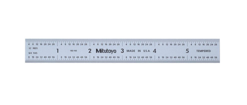 Mitutoyo 182-103 | Steel Rule | Wide Rigid Rule | Series 182 | Accuracy ±0.006 Inch | Width 0.75 Inch | Range 0 to 6 Inch