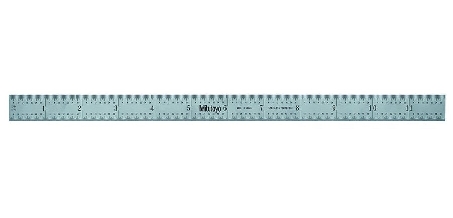 Mitutoyo 182-122 | Steel Rule | Wide Rigid Rule | Series 182 | Accuracy ±0.006 Inch | Width 1.0 Inch | Range 0 to 12 Inch