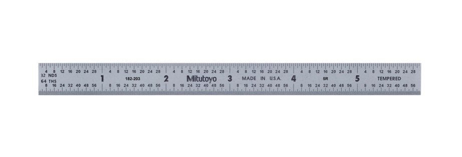 Mitutoyo 182-203 | Steel Rule | Fully-Flexible Rule | Series 182 | Accuracy ±0.006 inch | Width 0.5 inch | Range 0 to 6 inch