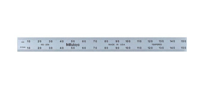 Mitutoyo 182-206 | Steel Rule | Fully-Flexible Rule | Series 182 | Metric or Inch | Accuracy ±0.006 inch | Width 0.5 inch | Range 150mm or 6 inch