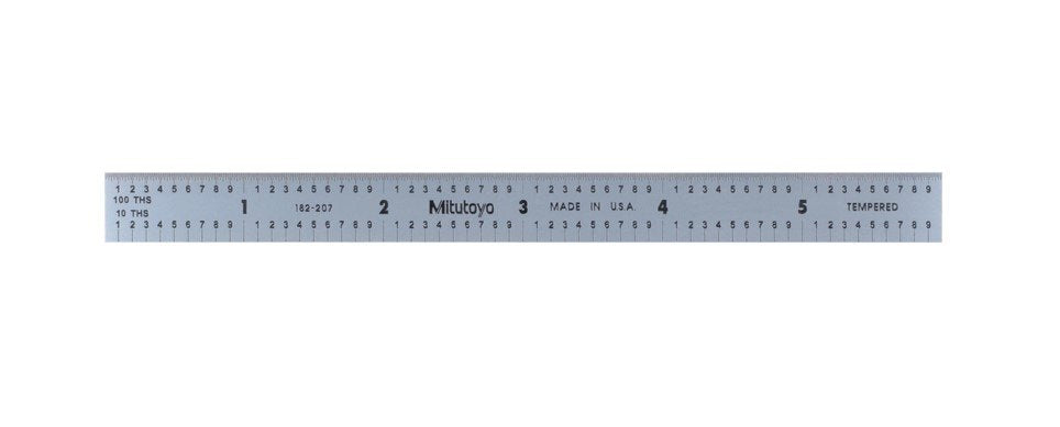 Mitutoyo 182-207 | Steel Rule | Fully-Flexible Rule | Series 182 | Metric or Inch | Accuracy ±0.006 inch | Width 0.5 inch | Range 150mm or 6 inch