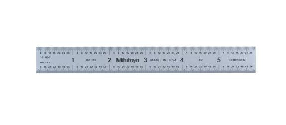 Mitutoyo 182-262 | Steel Rule | Fully-Flexible Rule | Series 182 | Accuracy ±0.008 inch | Width 0.75 inch | Range 0 to 24 inch