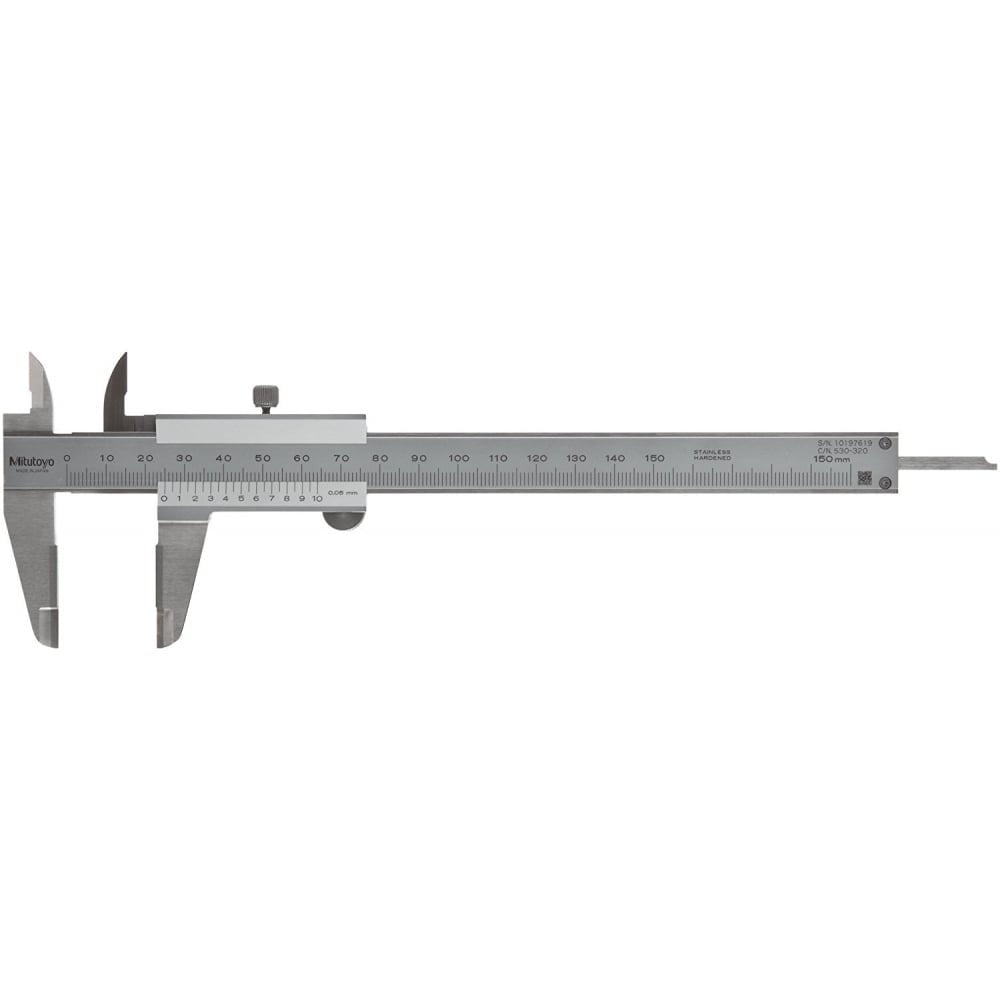 Mitutoyo 530-320 Carbide Jaw Vernier Caliper 0-150mm, Graduation 0.05 mm