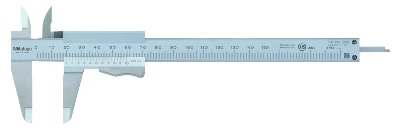 Mitutoyo 531-102 Vernier Thumb Clamp Caliper 0 - 200 mm, Graduation 0.05 mm