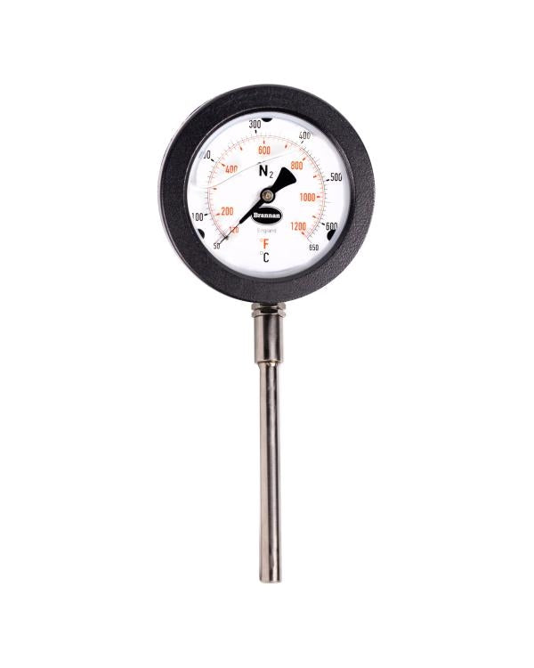 Brannan 93/400/1 | Marine Exhaust Gas Thermometer | 100 mm dial, +50 to +650 °C/°F, 150 mm stem - generaltechuae