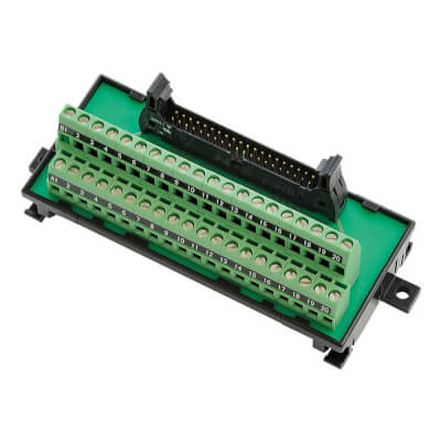 OMRON XW2R-P34G-C4 | DIN-rail mounting terminal block, MIL40 socket, push-in clamp, 32x OUT + power, for Omron PLC units with MIL40 connectors - generaltechuae