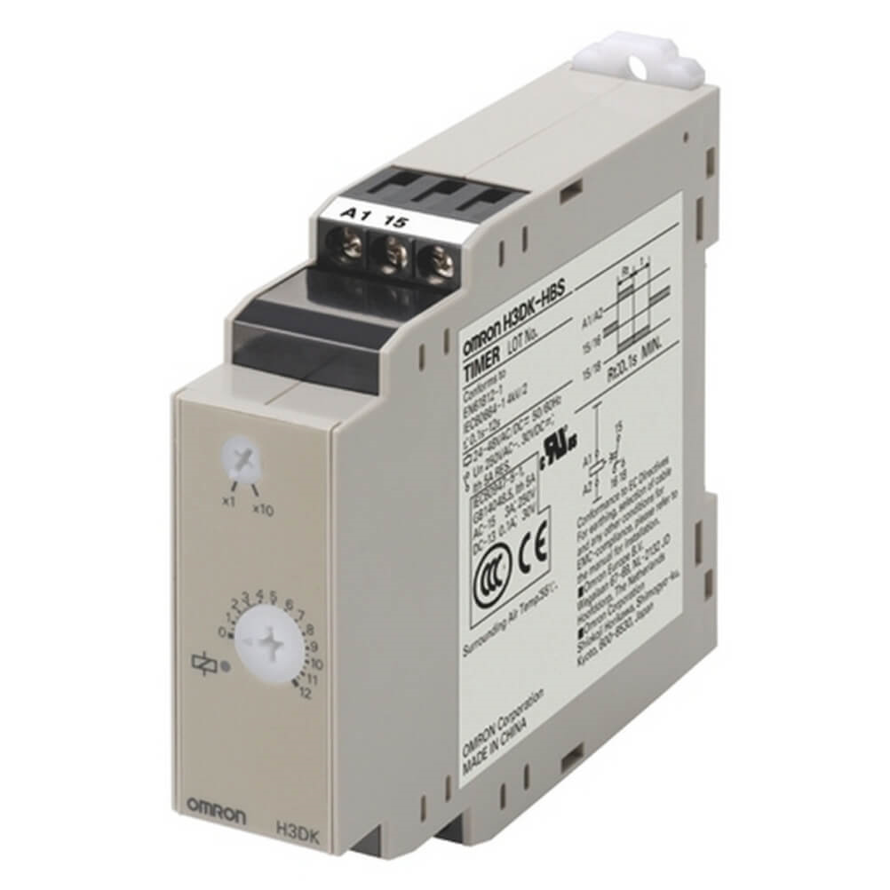 Omron H3DK-S1 24-240VAC/DC, H3DK Series DIN Rail Mount Timer Relay, 24-240V ac/dc, 2-Contact, 0.1 → 4320000s, SPDT