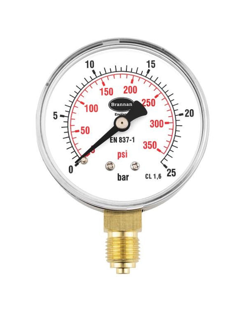 Brannan 34/442/0 | General Purpose Pressure Gauge | 63 mm, 0 to 1.6 bar, 1/4 in BSP back - generaltechuae