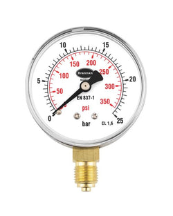 Brannan 34/468/0 | General Purpose Pressure Gauge | 63 mm, -1 to 5 bar, 1/4 in BSP bottom - generaltechuae