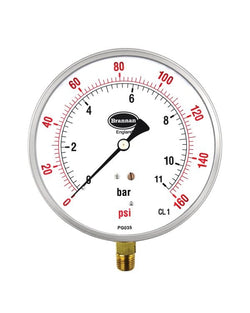 Brannan 35/795/0 | Contractor Pressure Gauge | 115 mm, 0 to 200 psi & bar, 1/4" NPT, plastic window - generaltechuae