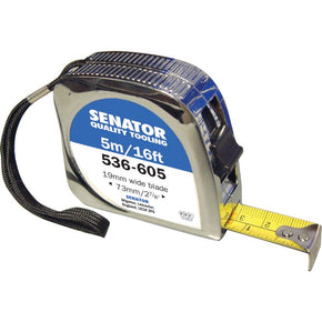 SENATOR 5m/16ft LACQUER COATING CHROME CASED LOCKING TAPE