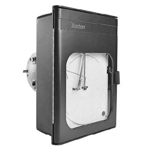 SENSIA 242E-6000P-725R084 | Barton Single Pen Pressure Recorder |1st Pen :Red | Pressure Range :6000 psi | Pressure Element :316SS | Mechanical Chart Drive :24Hrs/7Days |  2"Pipe Mount