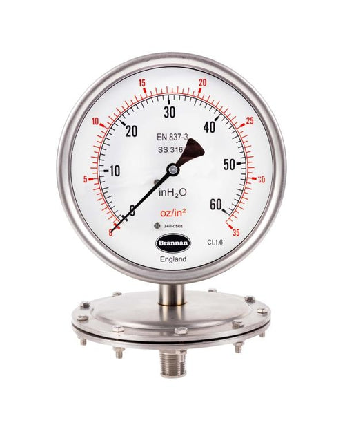 Brannan SG040 | Schaffer Diaphragm Pressure Gauge | Up to 2.5 bar, 1.6% Class - generaltechuae