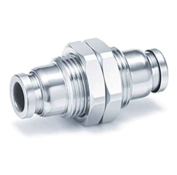 SMC KQB2E08-00 | Bulkhead Metal Fitting | Tube-to-Tube | Series KQB2 | Connection M15 | Tube Size 8mm