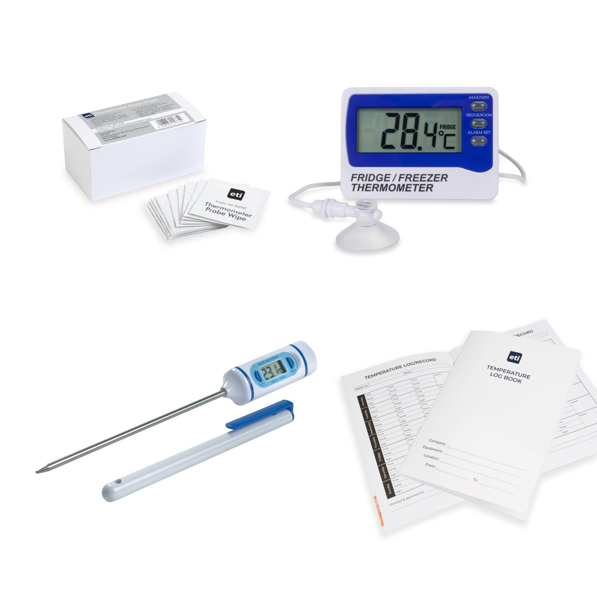 ETI 860-210 | Standard HACCP Thermometer Kit | Fridge Thermometer, Probe & Log Book - generaltechuae