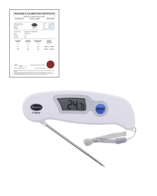 Brannan TC-002 | THERMcert Pre-Calibrated Folding Probe Thermometer | 0 & 90 °C - generaltechuae
