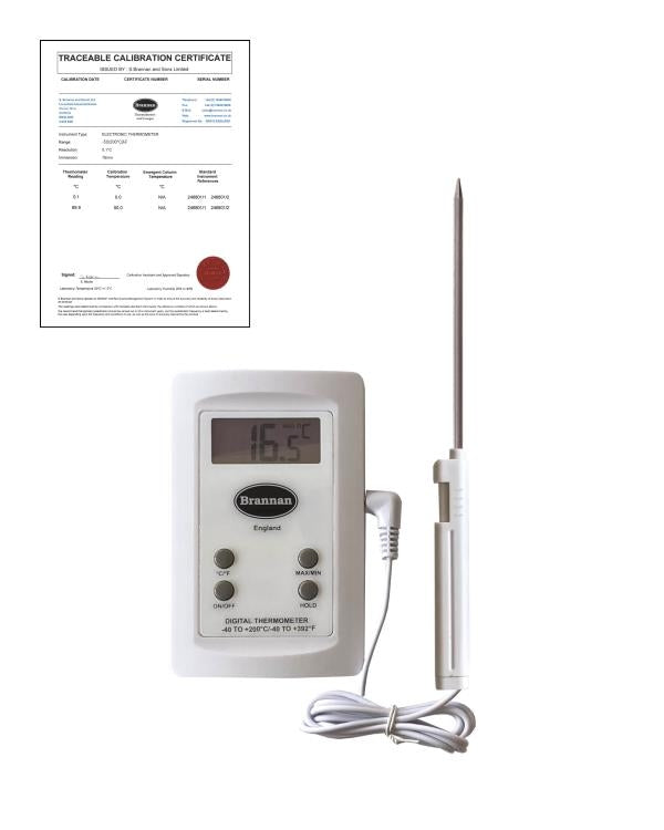 Brannan TC-003 | THERMcert Pre-Calibrated Digital Test Thermometer | 0 & 90 °C - generaltechuae