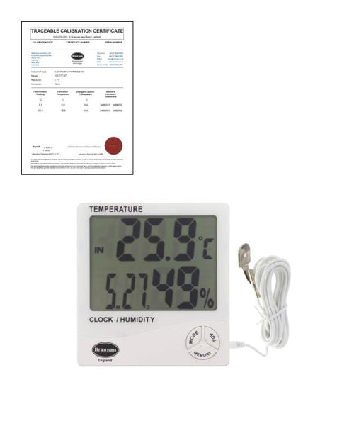 Brannan TC-006 | THERMcert Pre-Calibrated Jumbo Thermo-Hygrometer | 0 & 35 °C - generaltechuae